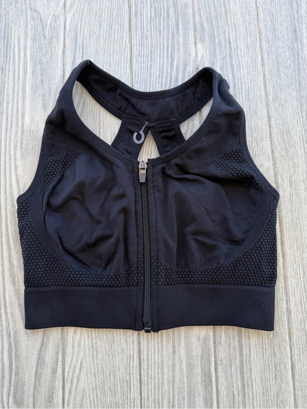 Black Front-Zip Sports Bra